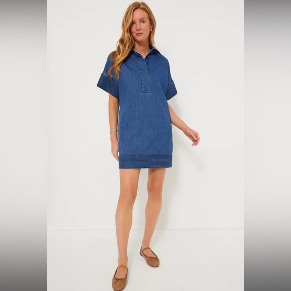 Tuckernuck Denim Trapunto Stitch Sofia Shirt Dress